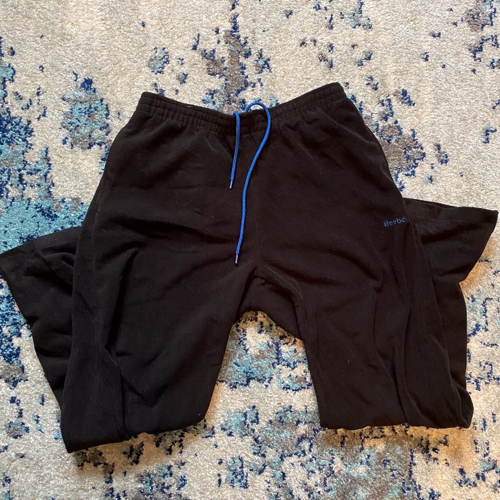 Rebook Black + Blue Soft Fleece Sweat Small Pants